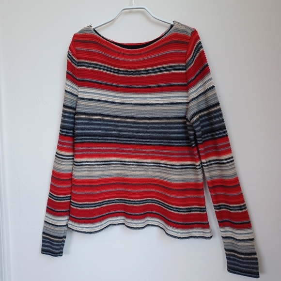 Ralph‎ Lauren Sweater Colorful Striped Pullover Red Black Womens XLarge - Picture 2 of 8